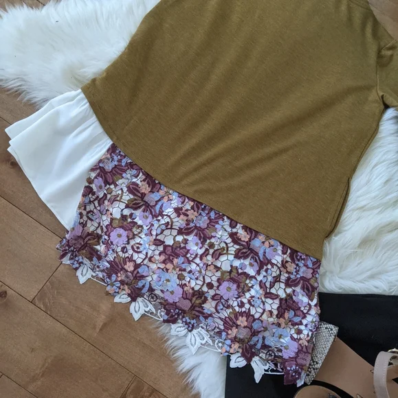 LOGO - Terry Top with Poplin Ruffle Hem - Picture 4 of 12